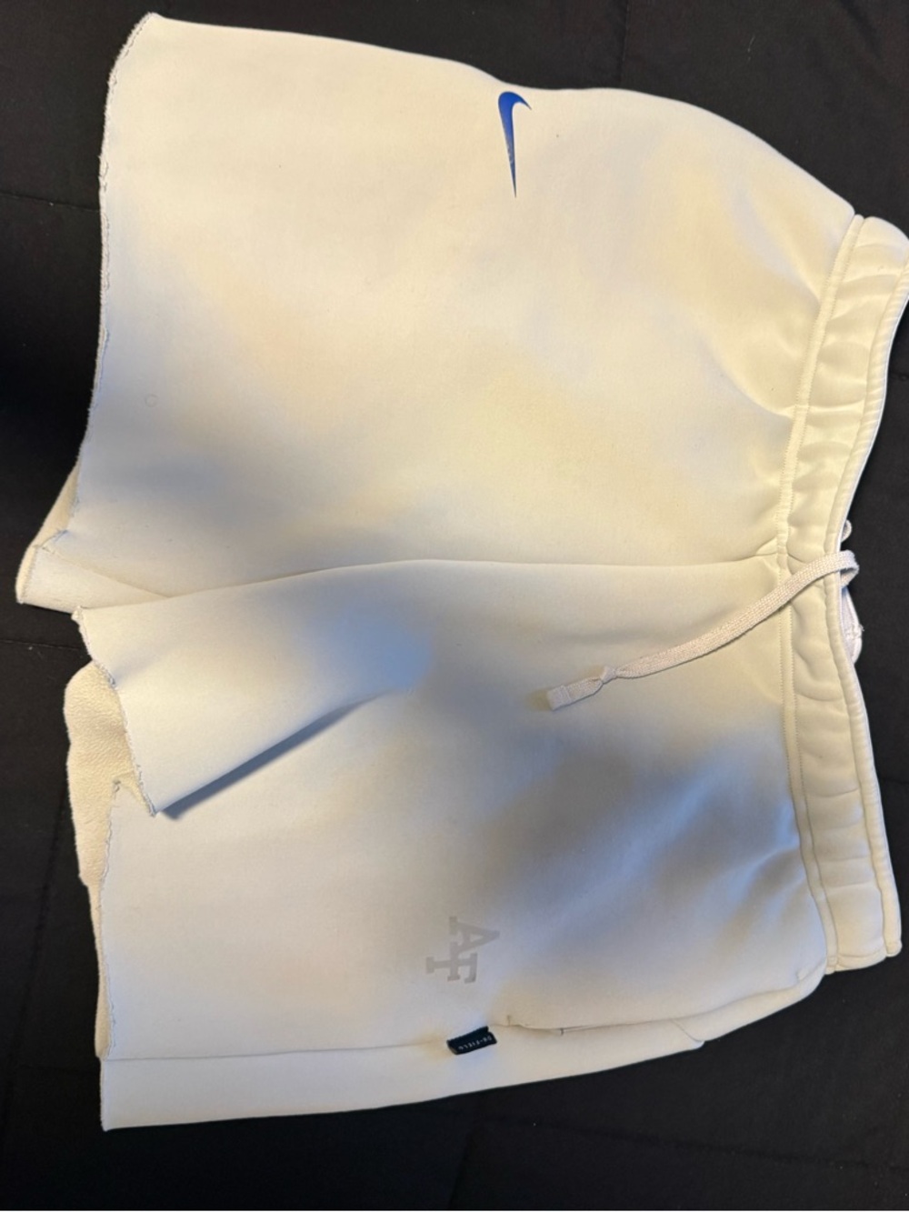 Nike White Athletic Shorts with Blue Swoosh AF authentic player edition